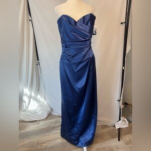 Dessy Collection Strapless Navy/Sailor Blue Formal Floor Length Dress, NWT